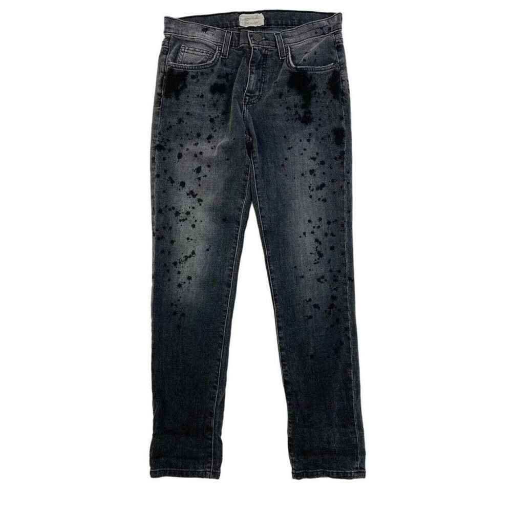 Current/Elliott The Fling Black Tinder Paint Splatter Ctn Elastane Jeans‎ 28X28